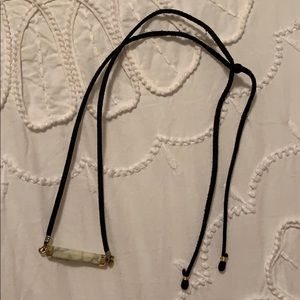 Black Tie Choker with White Marble Stone